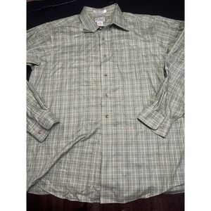 LL Bean Men's Long Sleeve Button Up Shirt Green Check Large Cotton 269337 Adult
